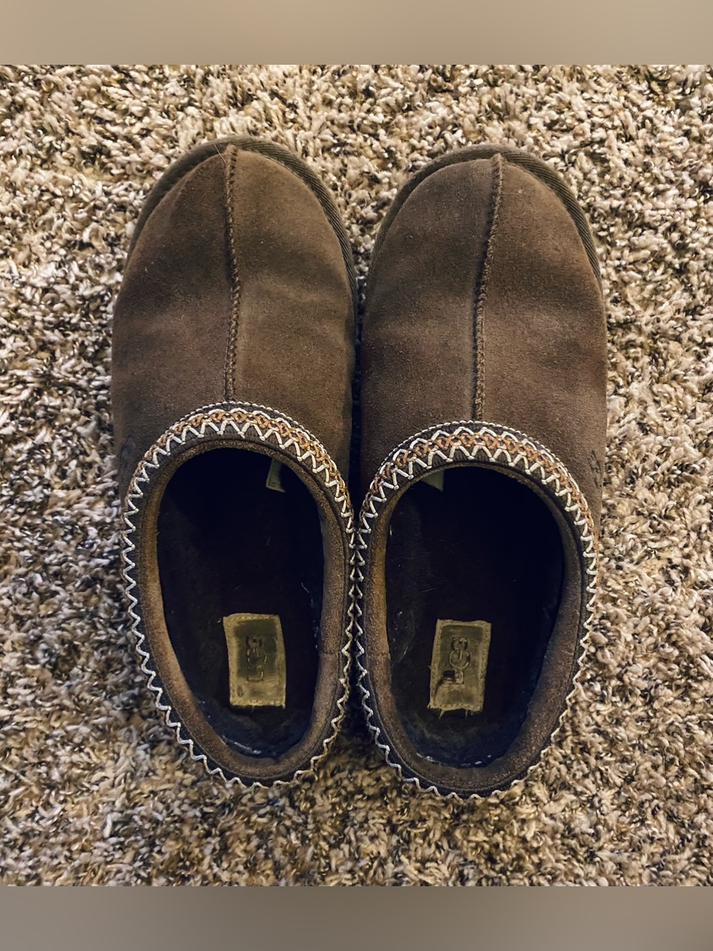 Used UGG Tasman Slipper Chestnut Brown Suede Mules Slides Men's Size 10.5